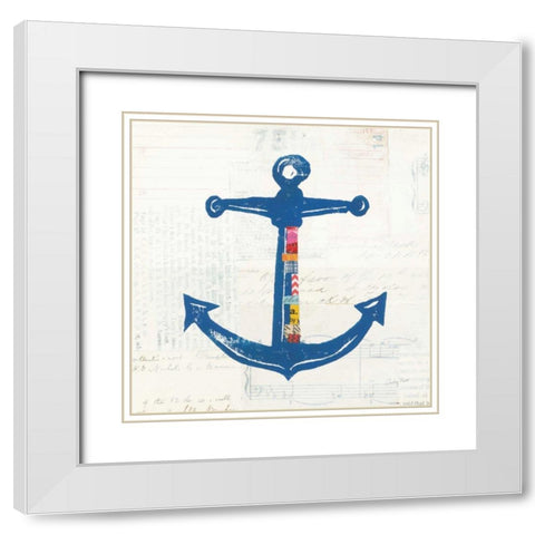 Nautical Collage III on Newsprint White Modern Wood Framed Art Print with Double Matting by Prahl, Courtney