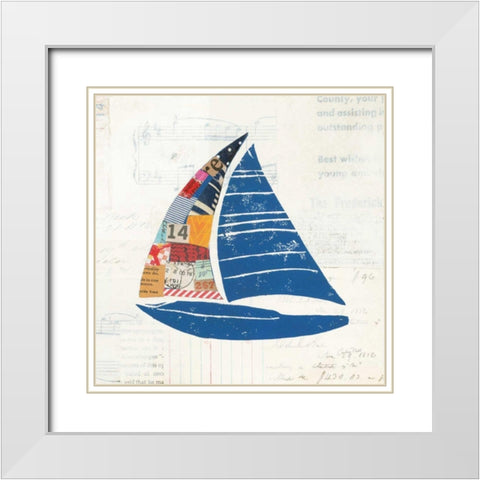 Nautical Collage IV on Newsprint White Modern Wood Framed Art Print with Double Matting by Prahl, Courtney