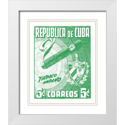 Cuba Stamp XI Bright White Modern Wood Framed Art Print with Double Matting by Wild Apple Portfolio