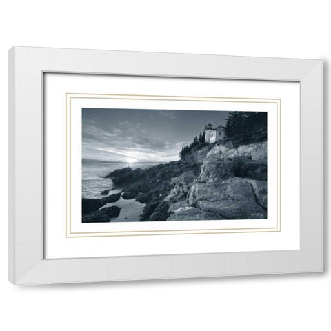 Bass Harbor Head Sunset White Modern Wood Framed Art Print with Double Matting by Audit, Lisa