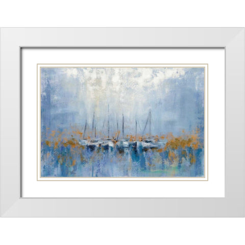 Boats in the Harbor I White Modern Wood Framed Art Print with Double Matting by Vassileva, Silvia