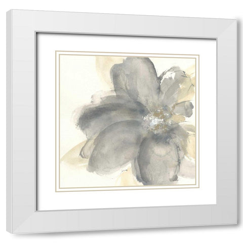 Floral Gray I White Modern Wood Framed Art Print with Double Matting by Paschke, Chris