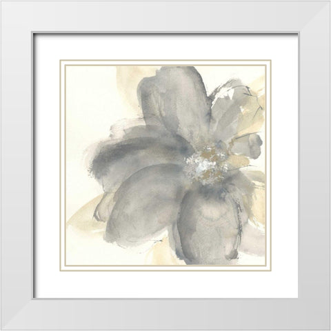 Floral Gray I White Modern Wood Framed Art Print with Double Matting by Paschke, Chris