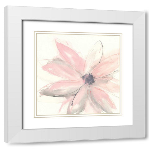 Blush Clematis I White Modern Wood Framed Art Print with Double Matting by Paschke, Chris