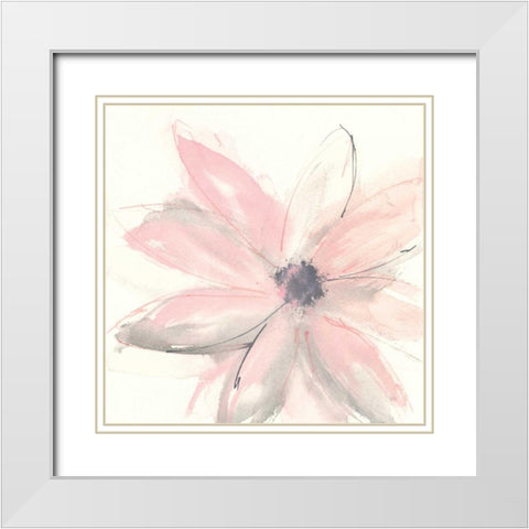Blush Clematis I White Modern Wood Framed Art Print with Double Matting by Paschke, Chris