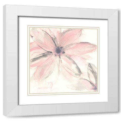 Blush Clematis II White Modern Wood Framed Art Print with Double Matting by Paschke, Chris