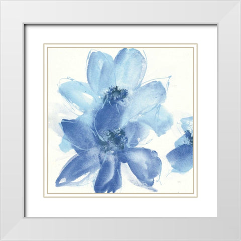 Cobalt Clematis I White Modern Wood Framed Art Print with Double Matting by Paschke, Chris