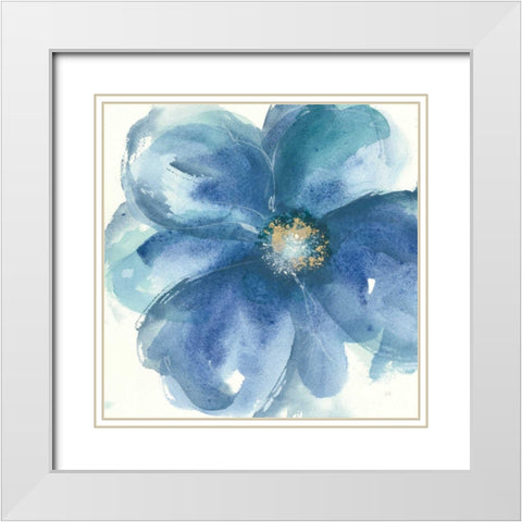 Indigo Mint III White Modern Wood Framed Art Print with Double Matting by Paschke, Chris