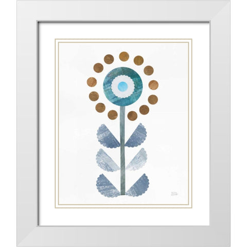 Retro Blooms II White Modern Wood Framed Art Print with Double Matting by Averinos, Melissa