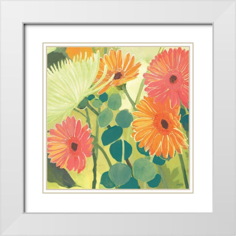 Tangerine Garden I White Modern Wood Framed Art Print with Double Matting by Lovell, Kathrine