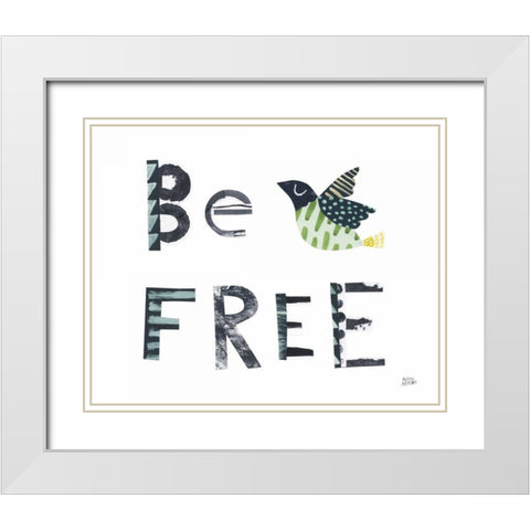 Bird Words I White Modern Wood Framed Art Print with Double Matting by Averinos, Melissa