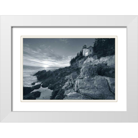 Bass Harbor Head Sunset no Border White Modern Wood Framed Art Print with Double Matting by Audit, Lisa