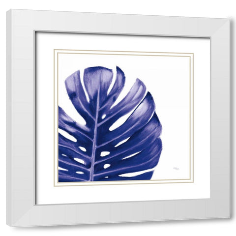 Statement Palms IV Indigo White Modern Wood Framed Art Print with Double Matting by Wellington Studio