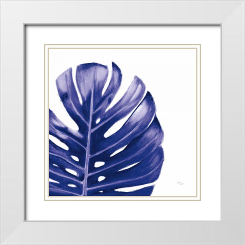Statement Palms IV Indigo White Modern Wood Framed Art Print with Double Matting by Wellington Studio