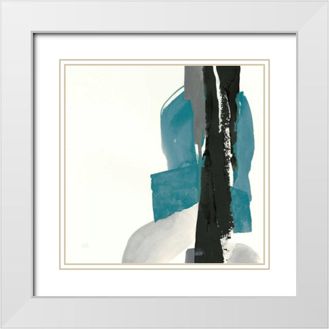 Black and Teal I White Modern Wood Framed Art Print with Double Matting by Paschke, Chris