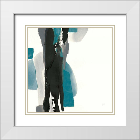 Black and Teal II White Modern Wood Framed Art Print with Double Matting by Paschke, Chris