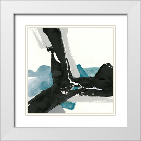 Black and Teal III White Modern Wood Framed Art Print with Double Matting by Paschke, Chris