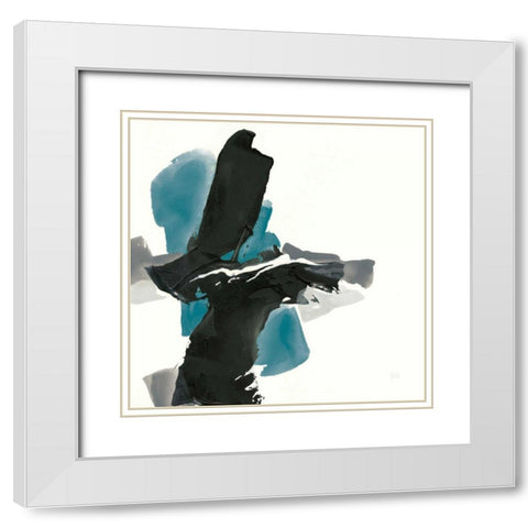 Black and Teal IV White Modern Wood Framed Art Print with Double Matting by Paschke, Chris