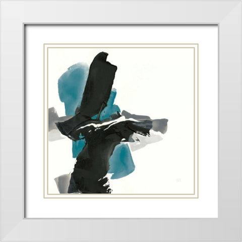 Black and Teal IV White Modern Wood Framed Art Print with Double Matting by Paschke, Chris