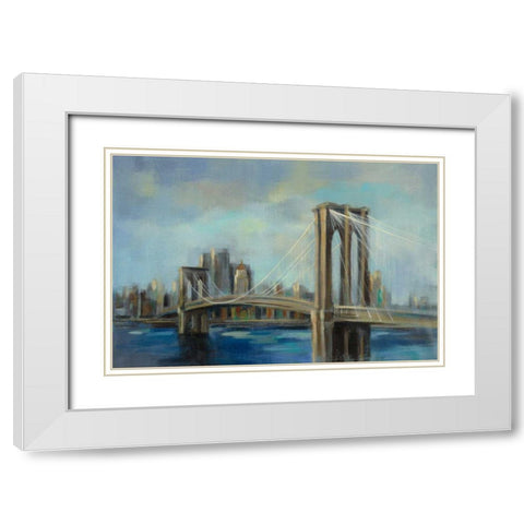 Brooklyn Bridge White Modern Wood Framed Art Print with Double Matting by Vassileva, Silvia
