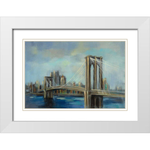 Brooklyn Bridge White Modern Wood Framed Art Print with Double Matting by Vassileva, Silvia