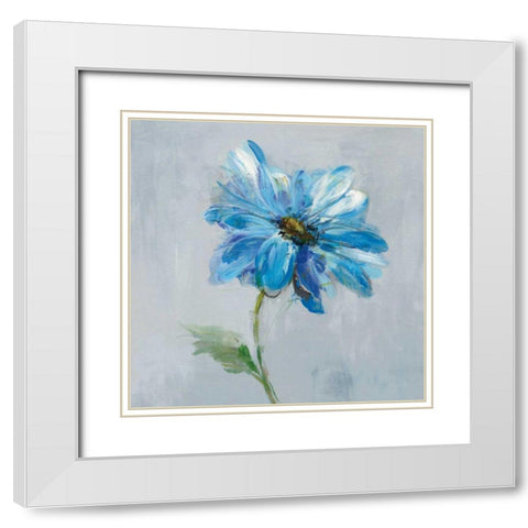 Floral Bloom I v2 White Modern Wood Framed Art Print with Double Matting by Nai, Danhui