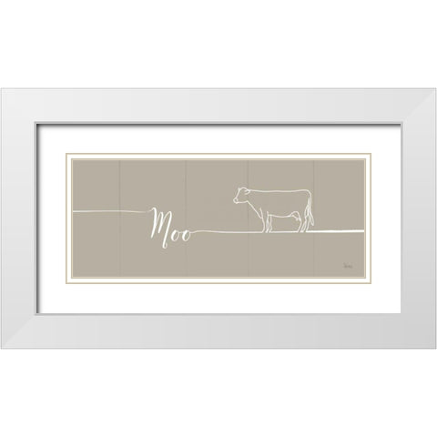 Underlined Farm III Greige White Modern Wood Framed Art Print with Double Matting by Charron, Veronique
