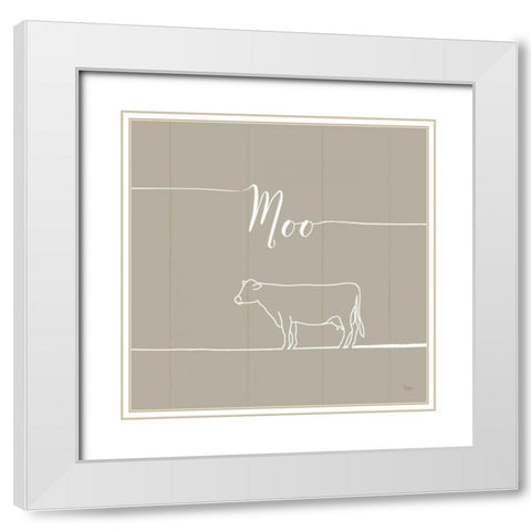 Underlined Farm VII Greige White Modern Wood Framed Art Print with Double Matting by Charron, Veronique