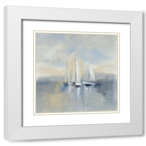 Morning Sail I Blue White Modern Wood Framed Art Print with Double Matting by Vassileva, Silvia