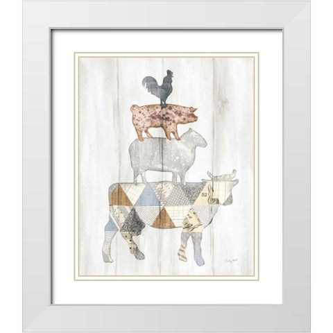 Farm Family I White Modern Wood Framed Art Print with Double Matting by Prahl, Courtney