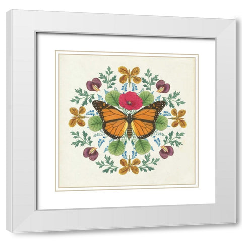 Butterfly Mandala I White Modern Wood Framed Art Print with Double Matting by Wild Apple Portfolio