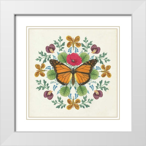 Butterfly Mandala I White Modern Wood Framed Art Print with Double Matting by Wild Apple Portfolio