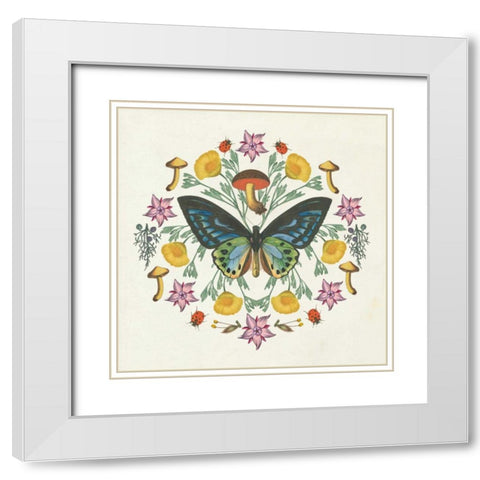 Butterfly Mandala IV White Modern Wood Framed Art Print with Double Matting by Wild Apple Portfolio