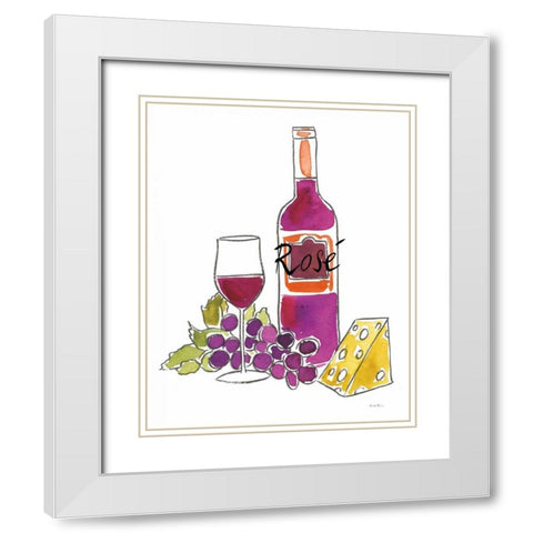 Wine Time III Rose White Modern Wood Framed Art Print with Double Matting by Zaman, Farida