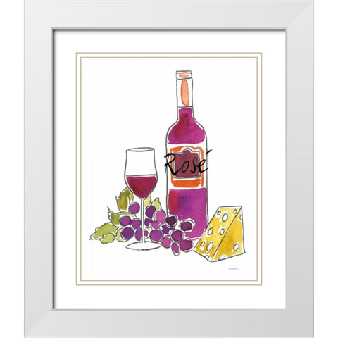 Wine Time III Rose White Modern Wood Framed Art Print with Double Matting by Zaman, Farida