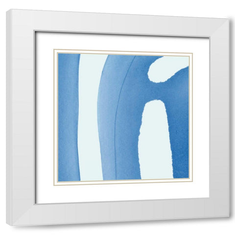 Batik Blue IV White Modern Wood Framed Art Print with Double Matting by Rhue, Piper