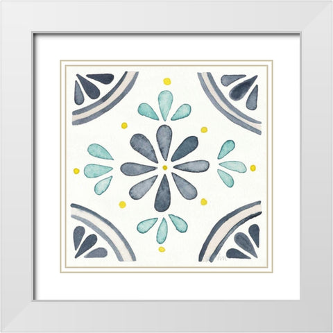 Garden Getaway Tile I White White Modern Wood Framed Art Print with Double Matting by Marshall, Laura