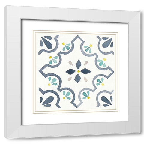 Garden Getaway Tile II White White Modern Wood Framed Art Print with Double Matting by Marshall, Laura