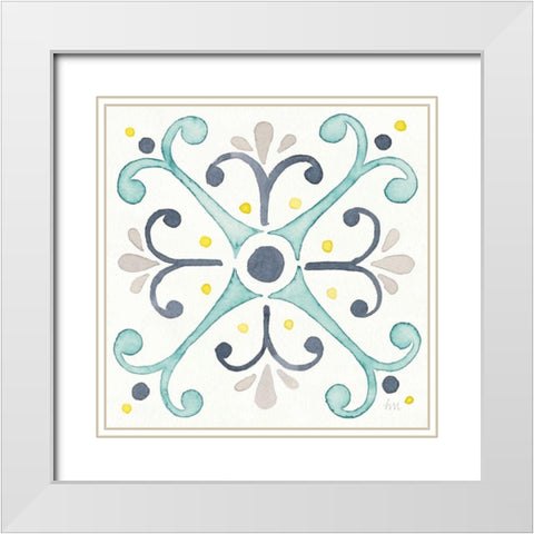 Garden Getaway Tile III White White Modern Wood Framed Art Print with Double Matting by Marshall, Laura