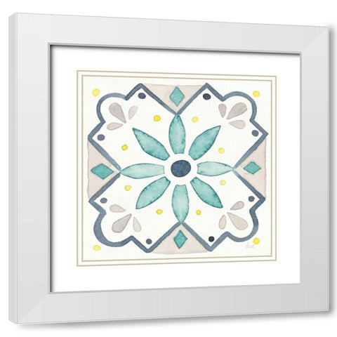 Garden Getaway Tile V White White Modern Wood Framed Art Print with Double Matting by Marshall, Laura