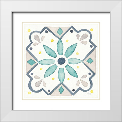 Garden Getaway Tile V White White Modern Wood Framed Art Print with Double Matting by Marshall, Laura