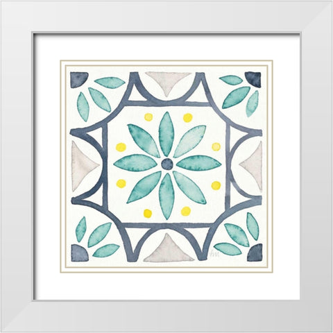 Garden Getaway Tile VIII White White Modern Wood Framed Art Print with Double Matting by Marshall, Laura