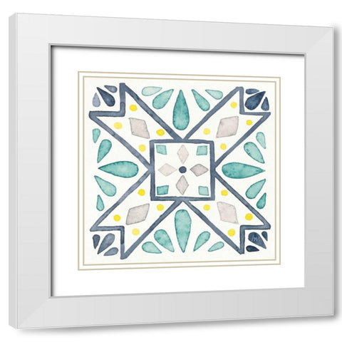 Garden Getaway Tile IX White White Modern Wood Framed Art Print with Double Matting by Marshall, Laura