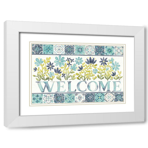 Garden Getaway Welcome White Modern Wood Framed Art Print with Double Matting by Marshall, Laura