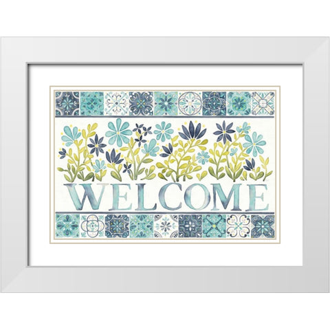 Garden Getaway Welcome White Modern Wood Framed Art Print with Double Matting by Marshall, Laura