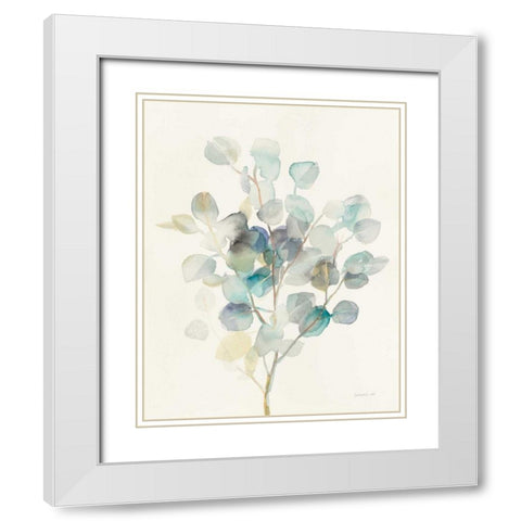 Eucalyptus III White Modern Wood Framed Art Print with Double Matting by Nai, Danhui