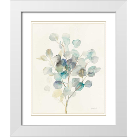 Eucalyptus III White Modern Wood Framed Art Print with Double Matting by Nai, Danhui