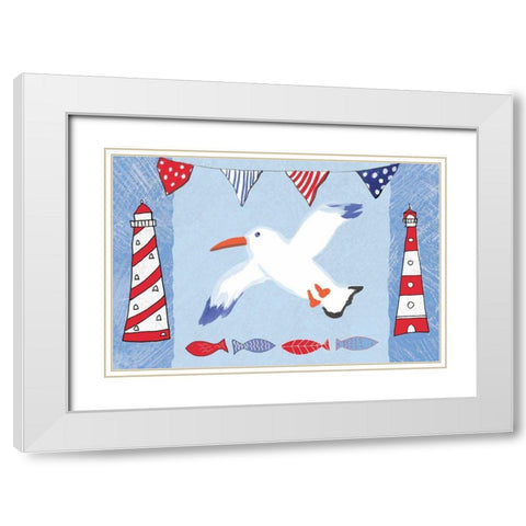 Coastal Bird III Blue White Modern Wood Framed Art Print with Double Matting by Zaman, Farida
