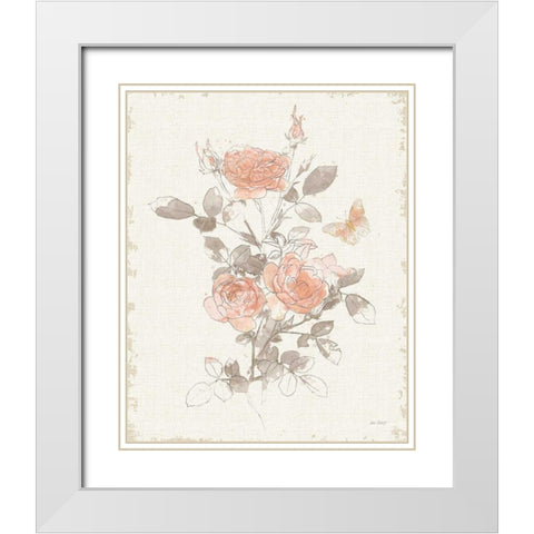 Watery Blooms II Gray Cream White Modern Wood Framed Art Print with Double Matting by Pertiet, Katie