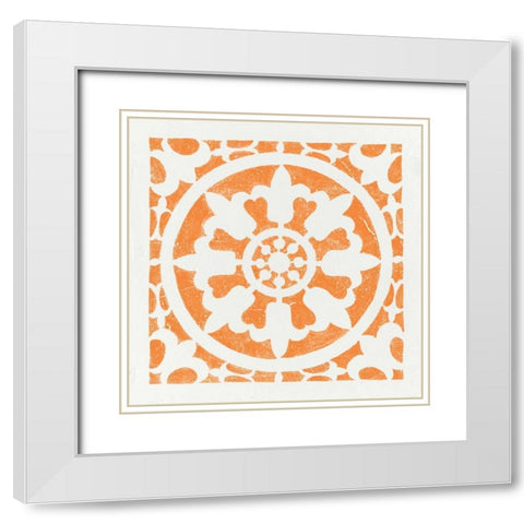 Hacienda Tile II White Modern Wood Framed Art Print with Double Matting by Hershey, Moira